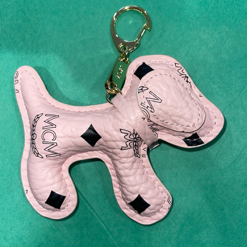 Pink Dog Charm with Black Accents